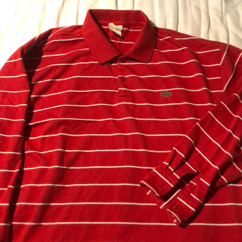 Red Lacoste’s for men size L white.